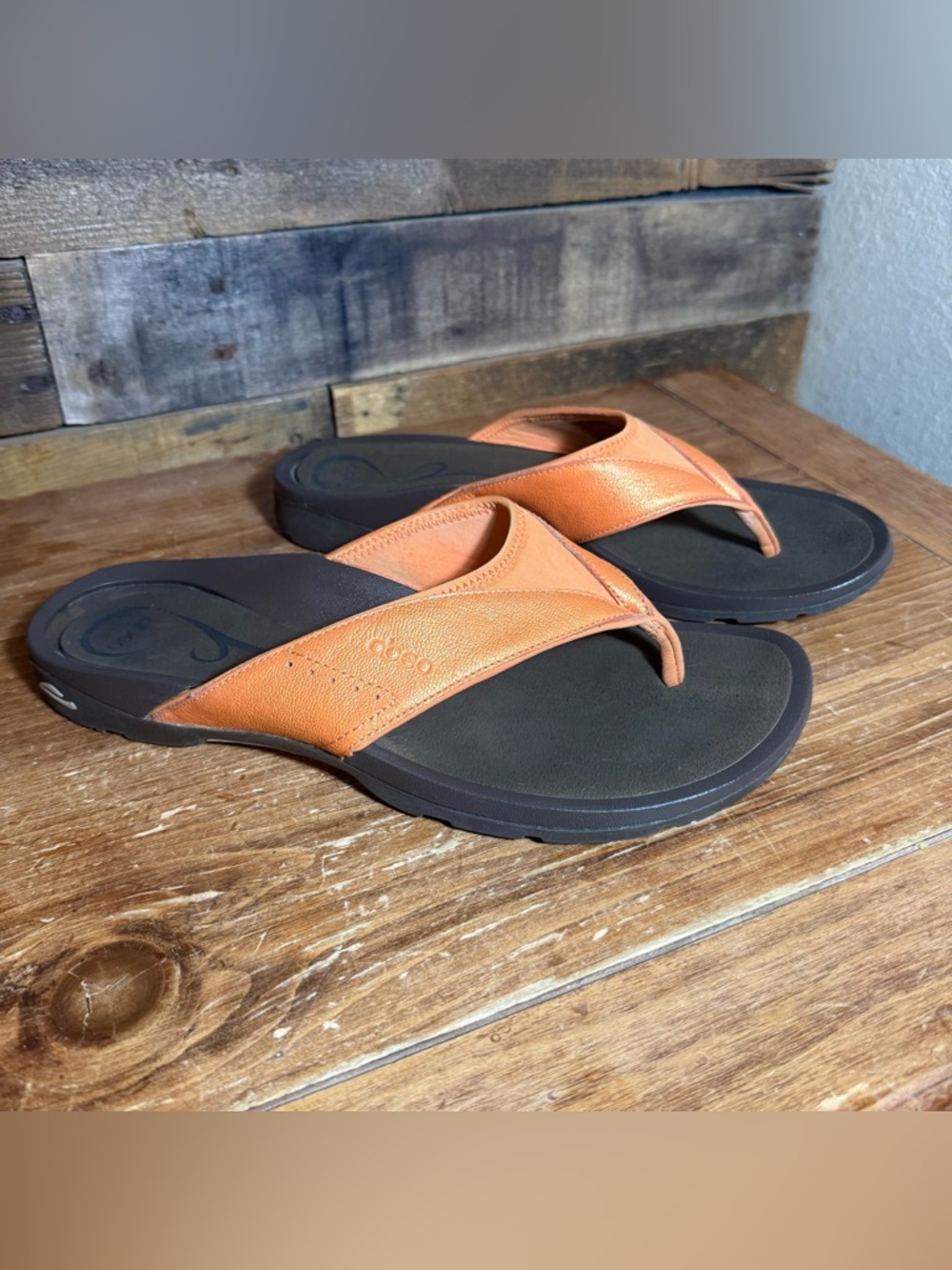 Abeo Sandals Women's size 11 Orange‎ Leather Comfort Thong Flip Flop